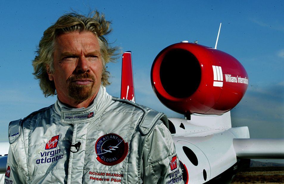 Branson unveils the Virgin Atlantic GlobalFlyer, a single-engine jet that Steve Fossett would later fly around the world in a little more than 67 hours.