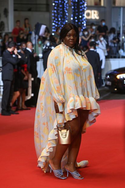 Actress Deborah Lukumuena walked the red carpet in Lanvin.