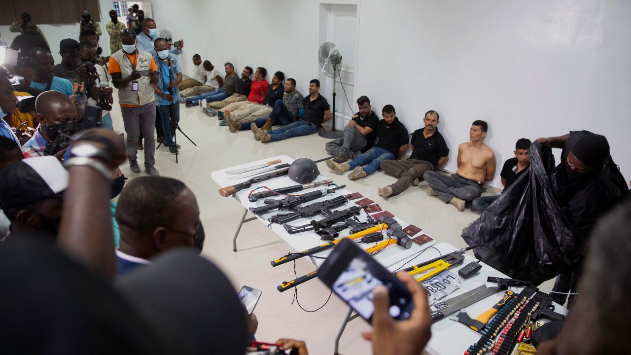Haiti's police chief described the men presented at the press conference as attackers that have been apprehended.