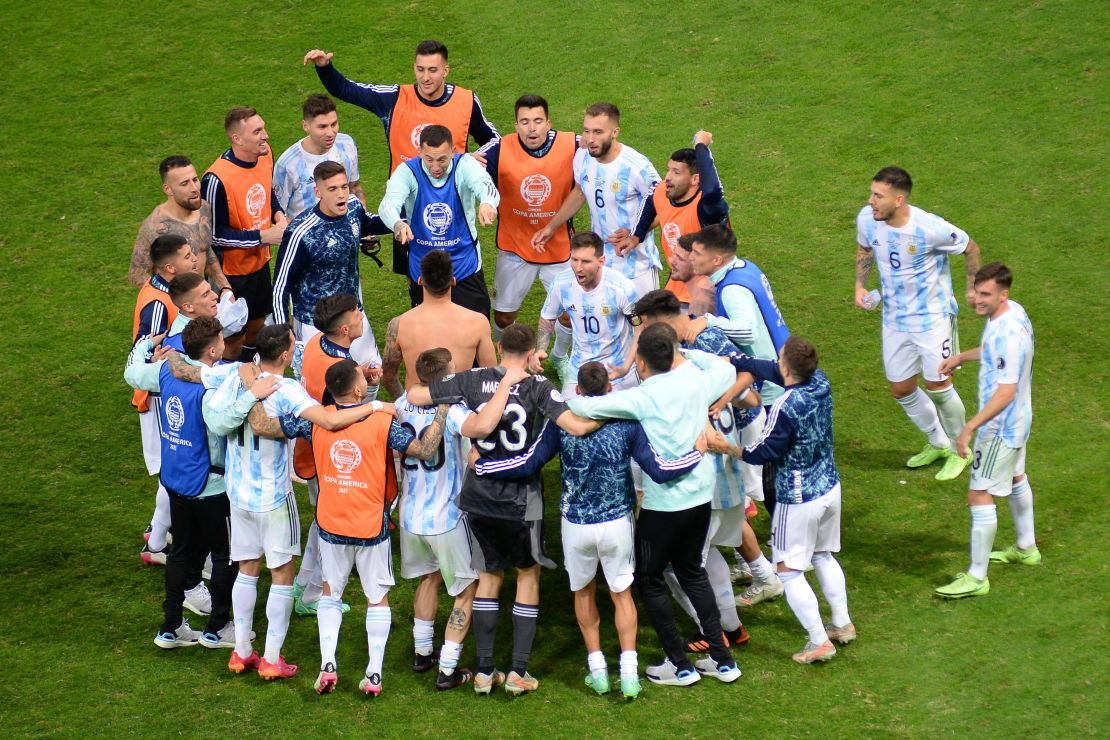 Lionel Messi led the celebrations after Argentina reached the Copa America final.