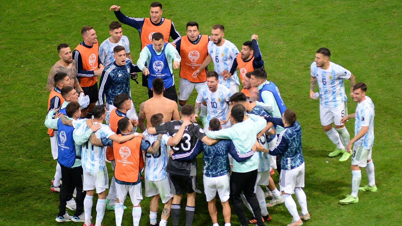Lionel Messi led the celebrations after Argentina reached the Copa America final.