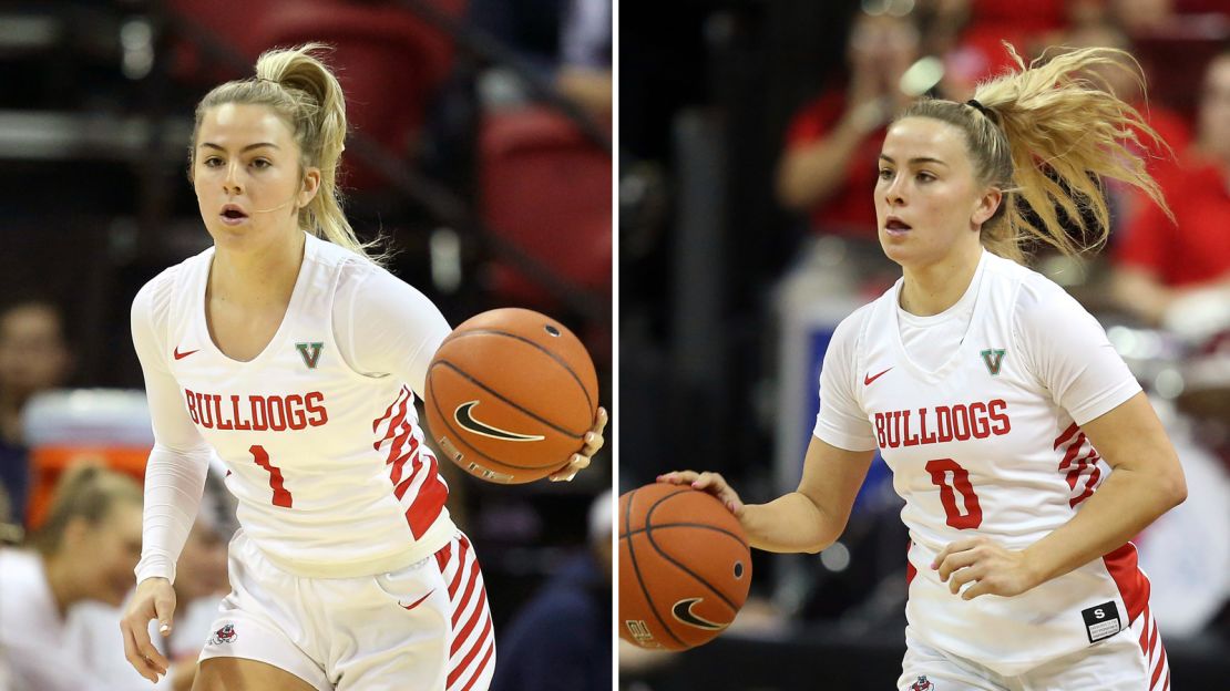 Haley Cavinder, left, and twin sister Hanna power the Fresno State Bulldogs' attack.