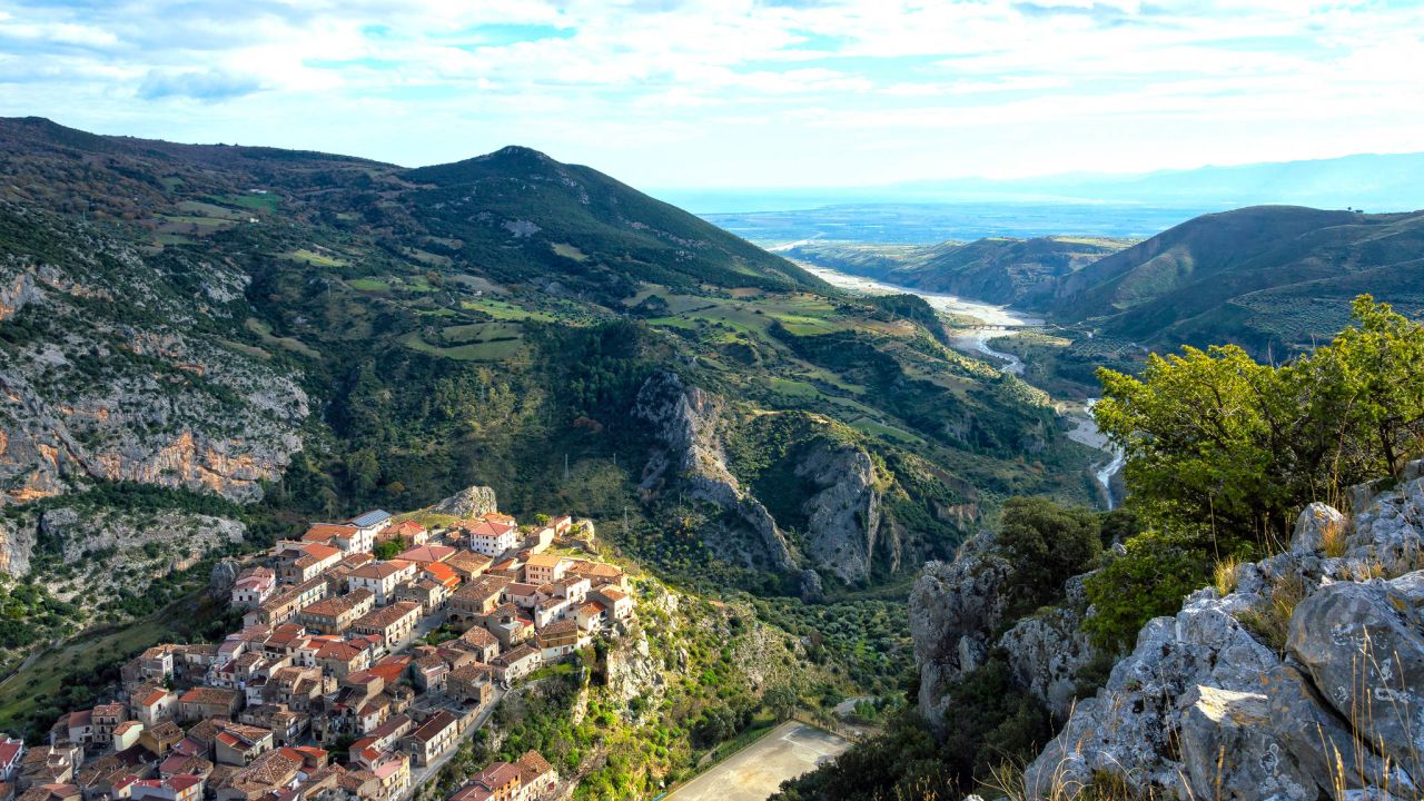 Civita stands on rocky cliff in the Pollino national park.
