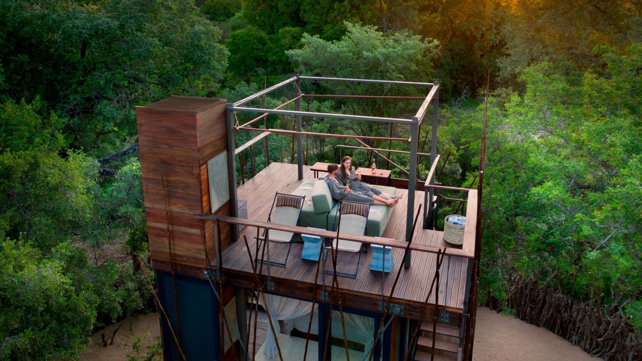 The tree house retreats at andBeyond Bgala are conveniently on the border with Kruger National Park.