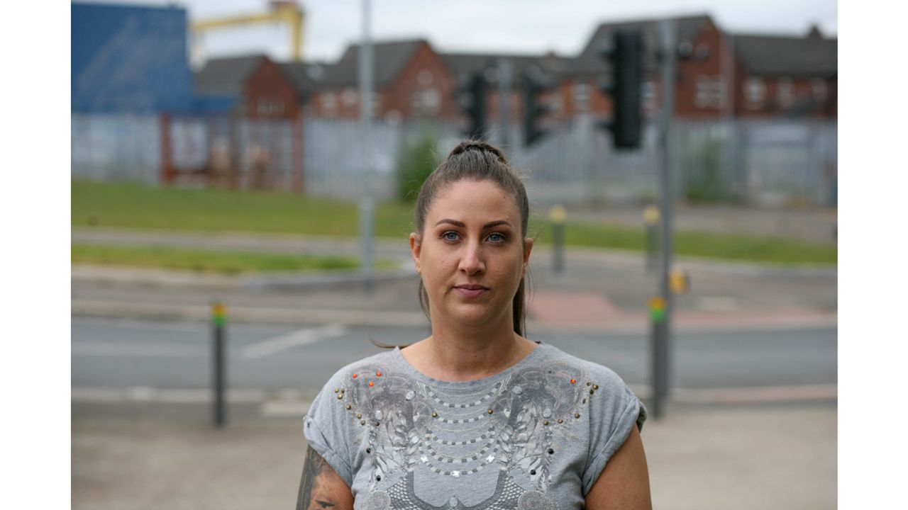 Loyalist Emma Shaw, in east Belfast's CS Lewis Square. 