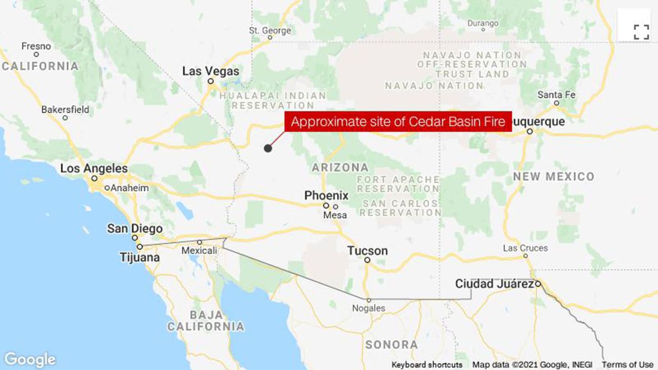 MAP arizona cedar basin fire fatal accident 07 10 2021
