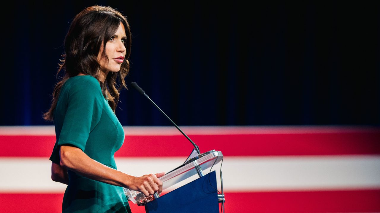 South Dakota Gov. Kristi Noem speaks during the Conservative Political Action Conference CPAC held on July 11, 2021 in Dallas, Texas. 