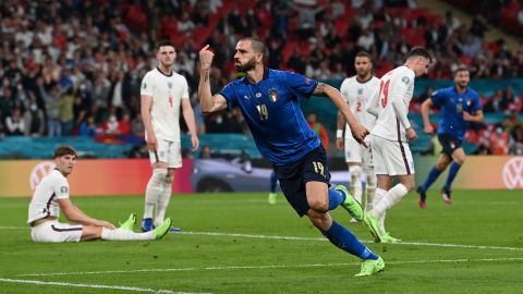 Leonardo Bonucci celebrates after scoring Italy's equalizer.