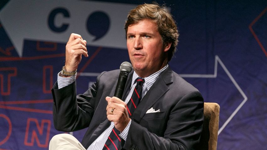 LOS ANGELES, CA - OCTOBER 21: Tucker Carlson speaks onstage during Politicon 2018 at Los Angeles Convention Center on October 21, 2018 in Los Angeles, California. (Photo by Rich Polk/Getty Images for Politicon )