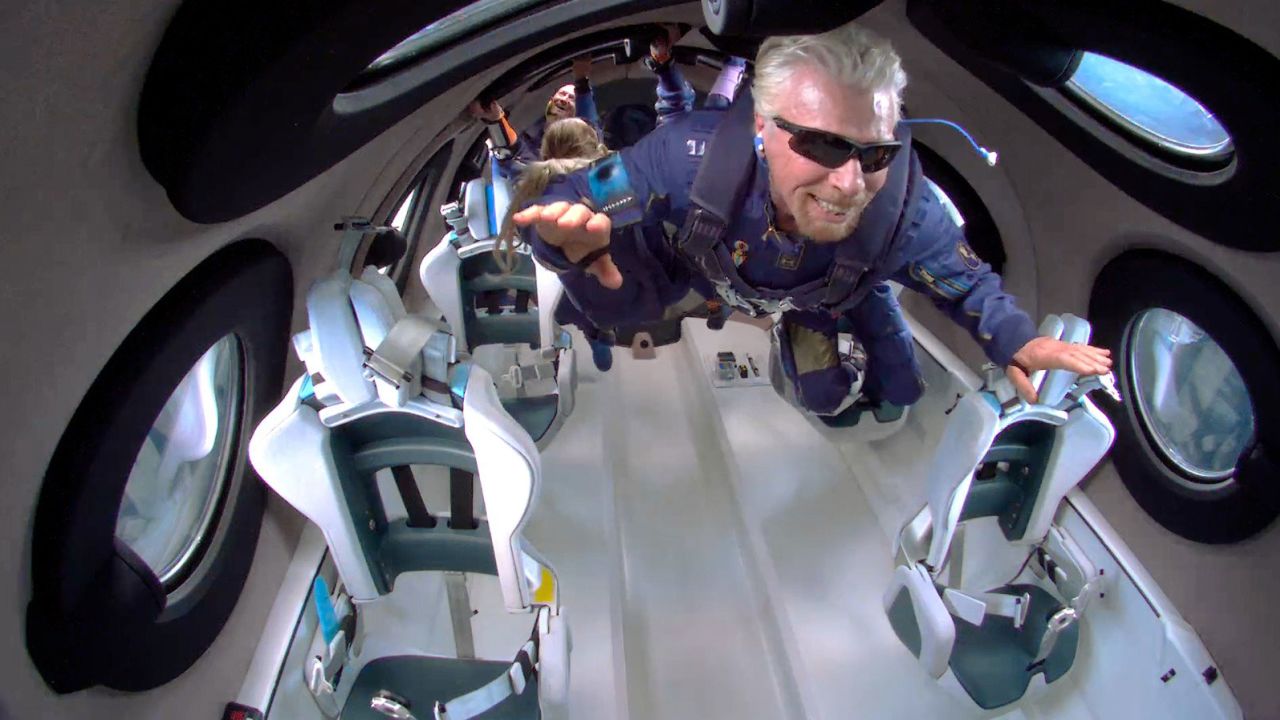 Richard Branson and crew aboard Virgin Galactic's VSS Unity on July 11, 2021.