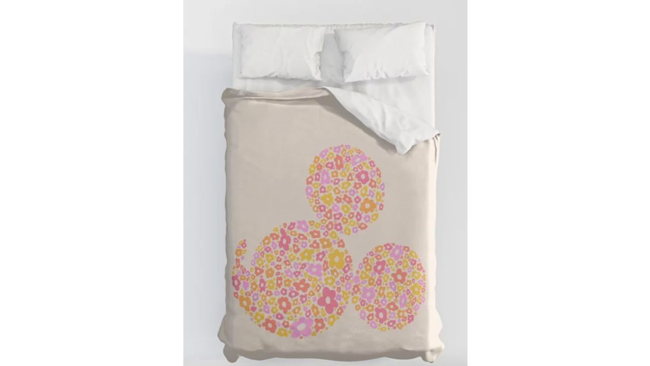 60s Floral Mickey Mouse by Morgan Sevart Duvet Cover