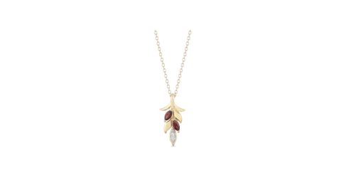 Enchanted Disney Anna Marquise Rhodolite and Diamond Accent Wheat Pendant 