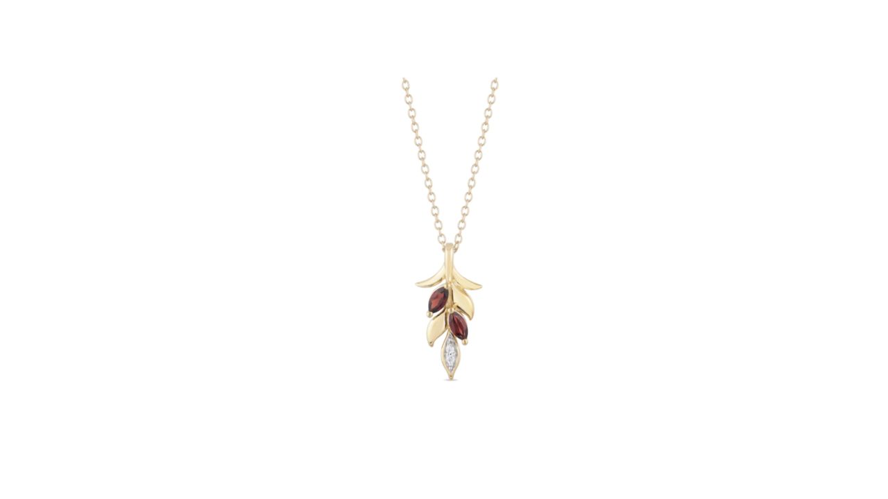 Enchanted Disney Anna Marquise Rhodolite and Diamond Accent Wheat Pendant
