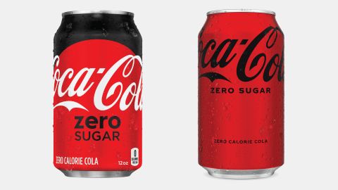 The old version of Coca-Cola Zero Sugar, left, compared to the new. 