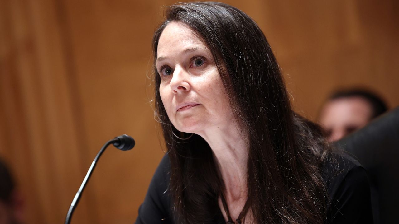 Jen Easterly, then-nominee to be the director of the Department of Homeland Security's Cybersecurity and Infrastructure Security Agency, testifies during her confirmation hearing on June 10, 2021, in Washington.