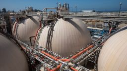 A field of 20 anaerobic digestion units, the largest such field in the world, is seen at the Hyperion Water Reclamation Plant on Earth day in Los Angeles, California, USA, 22 April 2019.