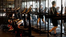 Gym members use the treadmill amid the coronavirus disease (COVID-19) pandemic at a fitness club in Seoul, South Korea, July 12, 2021. REUTERS/Heo Ran