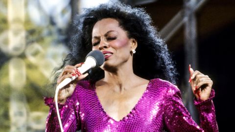American pop singer Diana Ross performs on stage during the second of two nights of her 'For One and For All' concert on Central Park's Great Lawn, New York, New York, July 22, 1983. 