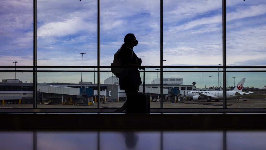 A traveler at Sydney Airport on June 23, 2021.  