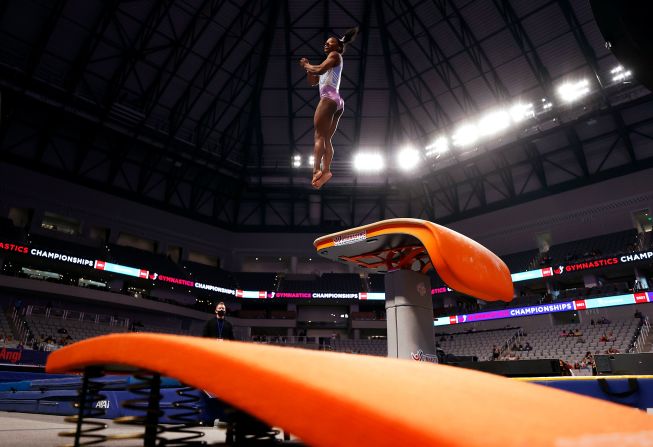 American gymnast Simone Biles is the defending Olympic champion in the individual all-around, and if the high-flying 24-year-old wins in Tokyo she will be the first woman to repeat since Vera Caslavska in 1968. Many consider Biles to be the greatest gymnast of all time. Over the past few years, she has astounded us with never-before-seen moves; there are now four original skills that are named after her. And earlier this year she became the first woman <a href="index.php?page=&url=https%3A%2F%2Fwww.cnn.com%2F2021%2F05%2F23%2Fus%2Fsimone-biles-yurchenko-double-pike-trnd%2Findex.html" target="_blank">to land the Yurchenko double pike vault in competition.</a>