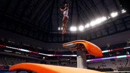 FORT WORTH, TEXAS - JUNE 04:  Simone Biles warms up on the vault prior to the Senior Women's competition of the 2021 U.S. Gymnastics Championships at Dickies Arena on June 04, 2021 in Fort Worth, Texas. (Photo by Jamie Squire/Getty Images)
