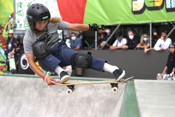 <strong>Sky Brown (Great Britain):</strong> The 13-year-old skateboarder lives up to her name, soaring through the air when she competes in the park event. Sky, Britain's youngest-ever summer Olympian, is ranked third in the world in park skateboarding. Her Olympic qualification finished an inspiring comeback story: Last year, <a href="index.php?page=&url=https%3A%2F%2Fwww.cnn.com%2F2020%2F06%2F02%2Fsport%2Fsky-brown-injury-fall-skateboarding-spt-intl%2Findex.html" target="_blank">she fractured her skull and broke bones in her left hand</a> after falling from a ramp during training. Sky also was born in Japan. Her mother is Japanese and her father is British.