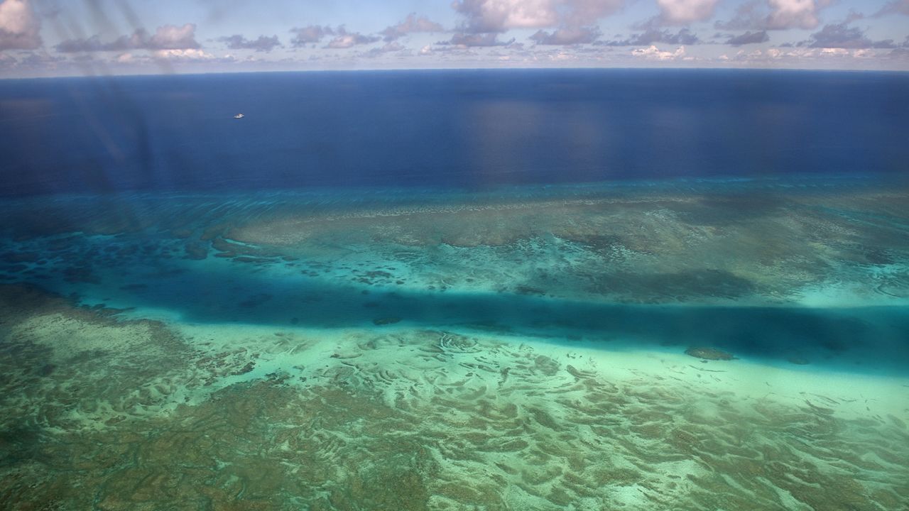 A reef near Thitu island in the disputed Spratly islands on April 21, 2017.
