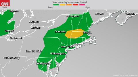 Storm Prediction Center's severe weather outlook in the Northeast Wednesday.