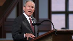 Former U.S. President George W. Bush speaks during the funeral service of the late Rep. John Lewis (D-GA) at Ebenezer Baptist Church on July 30, 2020 in Atlanta, Georgia. 