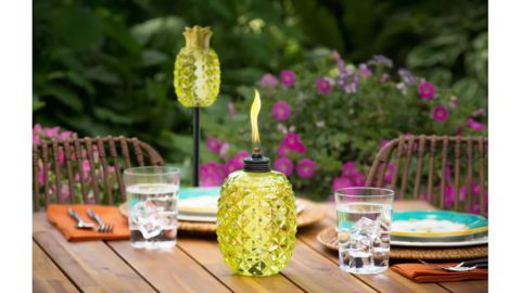 Tiki Aloha Pineapple Glass Torch, Set of 2