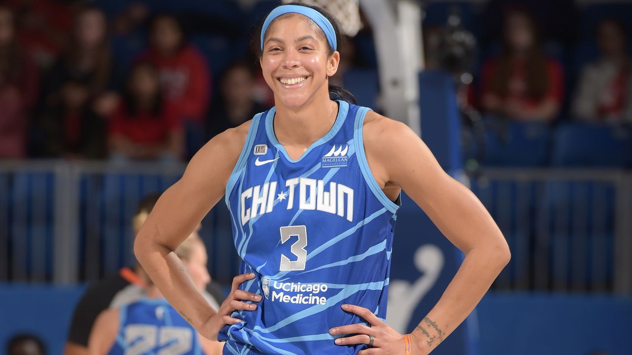 Candace Parker of the Chicago Sky, pictured here on July 10, 2021, will grace the cover of "NBA 2K," a spot usually saved for male NBA players.