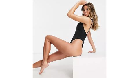Asos Design Recycled Tie Shoulder Thong Swimsuit