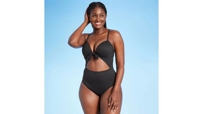 Cut out store tie front swimsuit