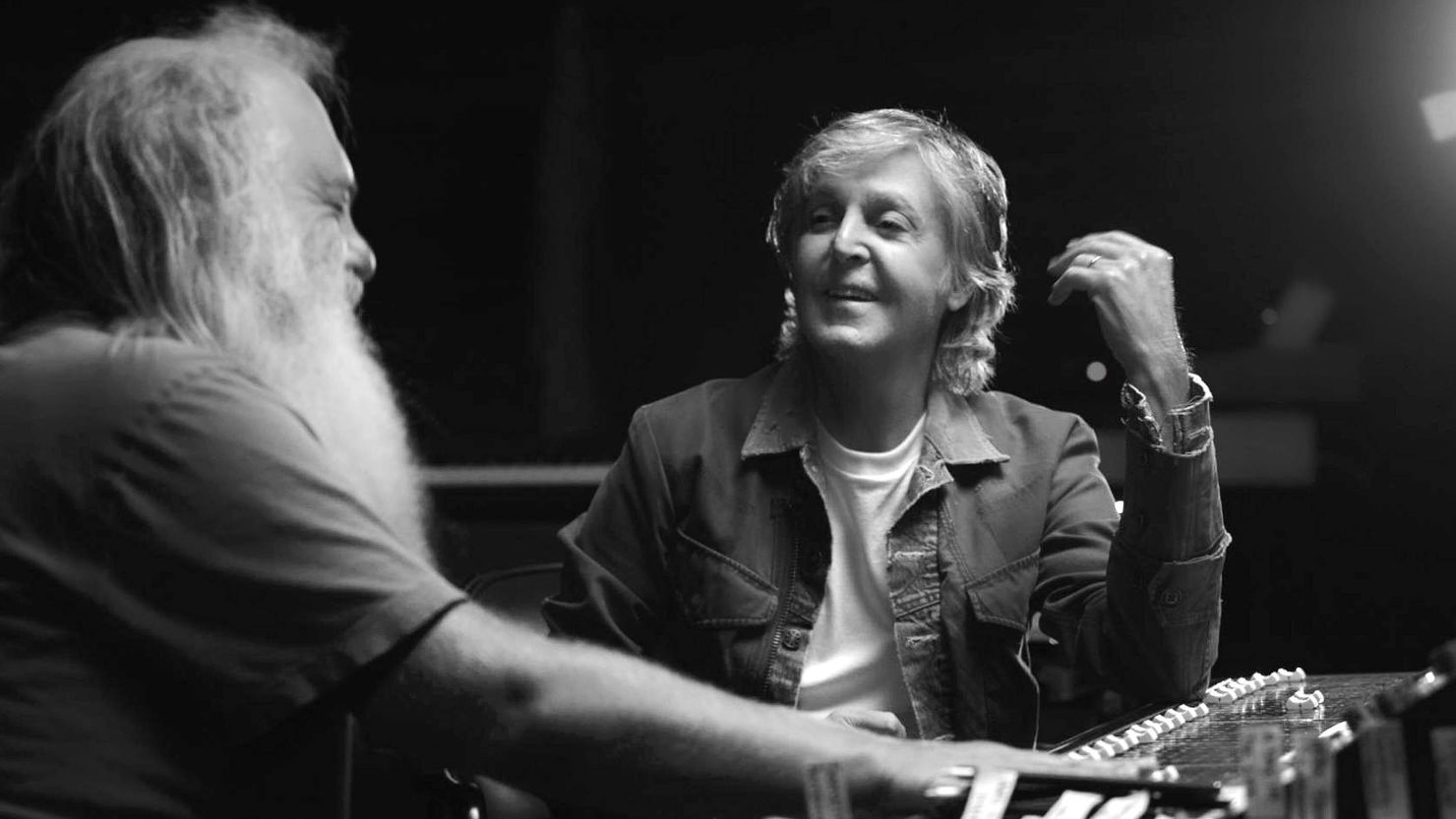 Producer Rick Rubin chats with Paul McCartney in the docuseries 'McCartney 3,2,1' (Courtesy of Hulu)