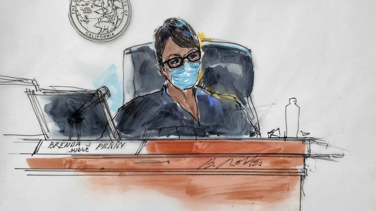 A sketch of Judge Brenda Penny, who is overseeing Britney Spears' conservatorship hearing.