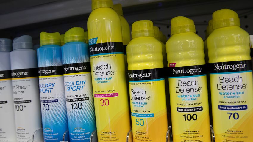 Neutrogena sunblock, from Johnson & Johnson, is displayed in a pharmacy, Thursday, July 16, 2020, in New York. Johnson & Johnson beat Wall Street's second-quarter expectations and bumped up its 2020 forecast even though COVID-19 chopped medical device revenue nearly 40 percent. (AP Photo/Mark Lennihan)