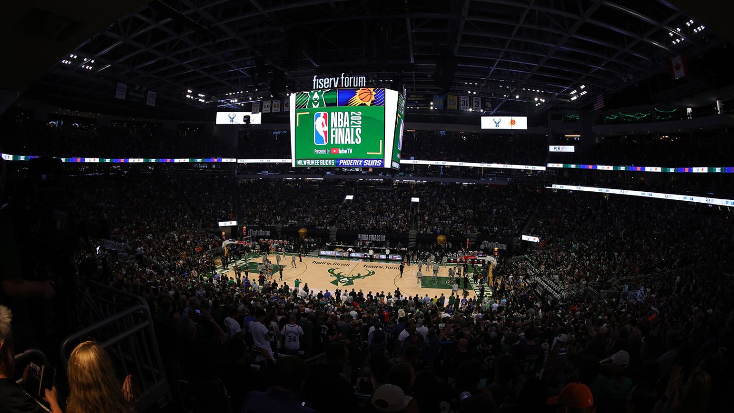  A general view before Game Four of the NBA Finals between the Milwaukee Bucks and the Phoenix Suns at Fiserv Forum on July 14, 2021 in Milwaukee, Wisconsin.