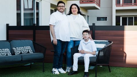 Daniel Trujillo with his parents Lizette and José at their home on May 24 in Tucson, Arizona.