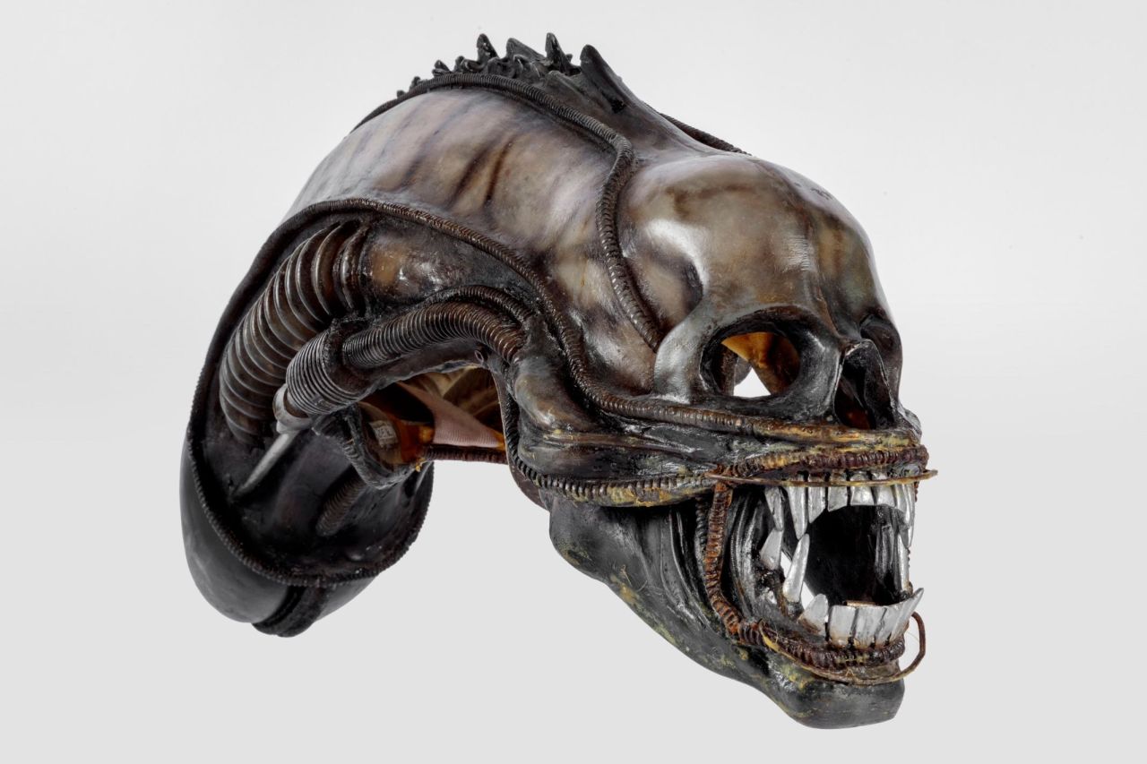 A prop head designed and created by H.R. Giger for "Alien" (1979).