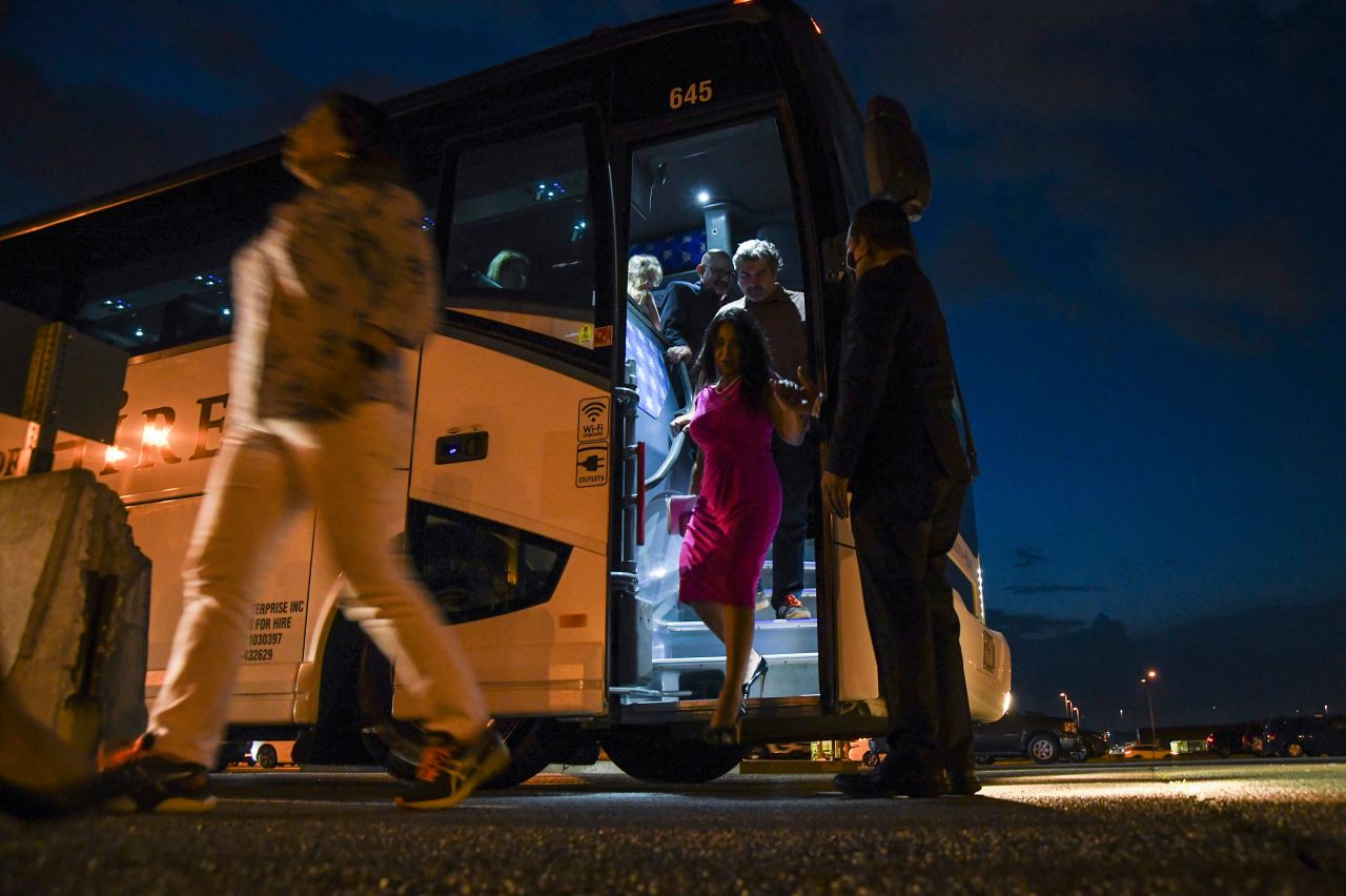 Democrats from the Texas state House get off a bus at Dulles International Airport in Dulles, Virginia, on Monday, July 12. <a href="https://www.cnn.com/2021/07/12/politics/texas-house-democrats-leave-state-voting-bill/index.html" target="_blank">They left the state</a> to try to block Republicans from passing a restrictive new voting law in the remaining days of a special legislative session that was called by Republican Gov. Greg Abbott. The Democrats <a href="https://www.cnn.com/2021/07/14/politics/texas-democrats-voting-rights-klobuchar-warnock-merkley/index.html" target="_blank">have been meeting with members of Congress</a> to urge them to pass federal voting-rights legislation, including the sweeping For the People Act.