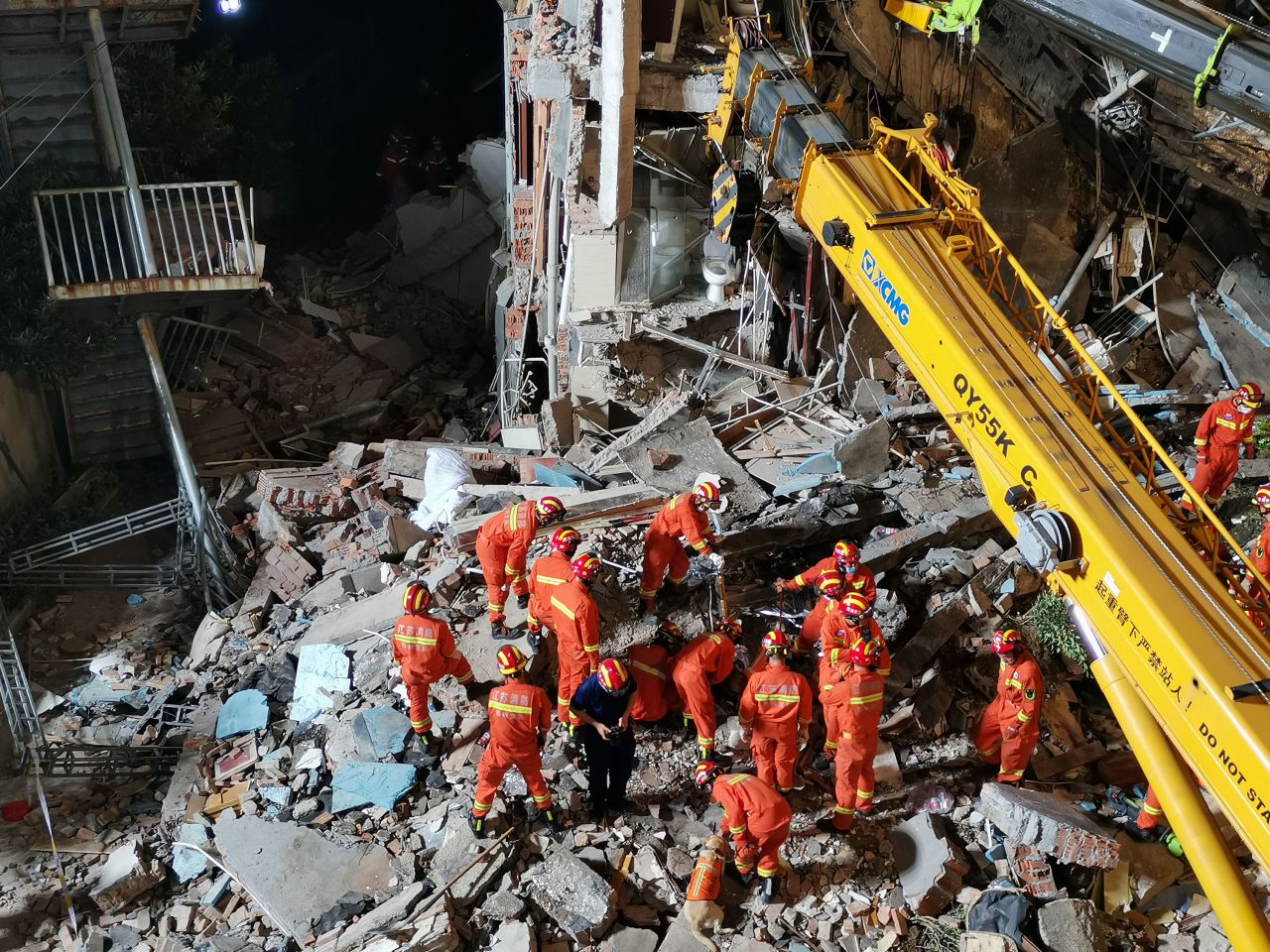 Rescuers search for trapped people after <a href="https://www.cnn.com/2021/07/13/china/suzhou-hotel-collapse-intl-hnk/index.html" target="_blank">part of a hotel collapsed</a> in Suzhou, China, on Monday, July 12. At least eight people were killed, and nine others were missing, according to the local government.