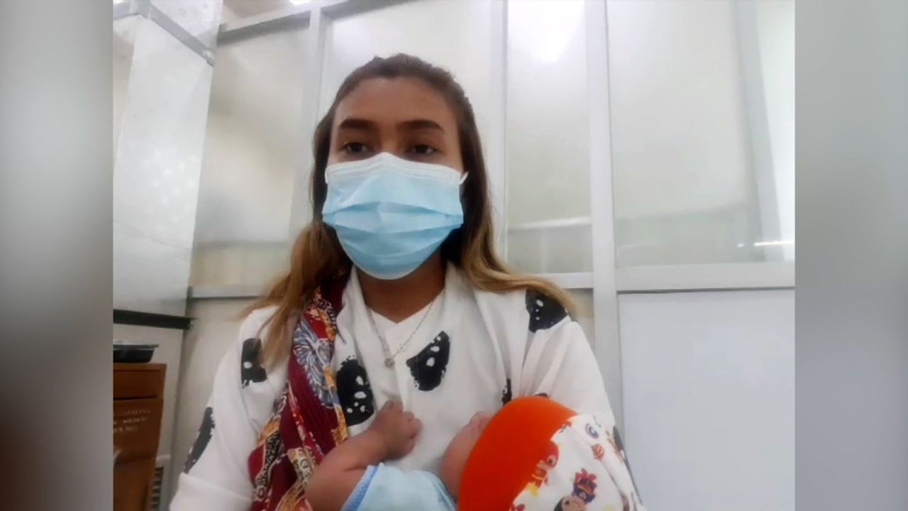 Karunia Sekar Kinanti is in hospital with her two-month-old son Zhafran, who has Covid-19.