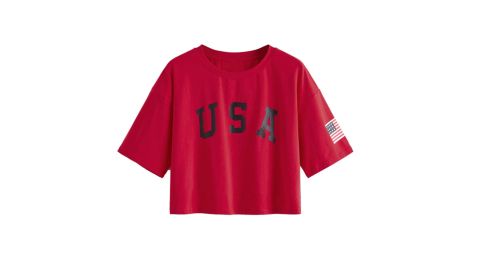 SweatyRocks Women's Letter Print Crop Tops Summer Short-Sleeve T-Shirt