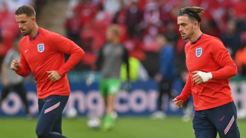 England midfielders Jordan Henderson (left) and Jack Grealish (right) were two members of the squad who insisted it was important for the team to take the knee.