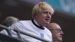 LONDON, ENGLAND - JULY 11: Prime Minister Boris Johnson watches the UEFA Euro 2020 Championship Final between Italy and England at Wembley Stadium on July 11, 2021 in London, United Kingdom. (Photo by Visionhaus/Getty Images)