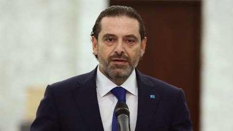 Saad Hariri speaks after his meeting with Lebanese President Michel Aoun at the presidential palace, in Baabda, east of Beirut, Lebanon on July 15. 