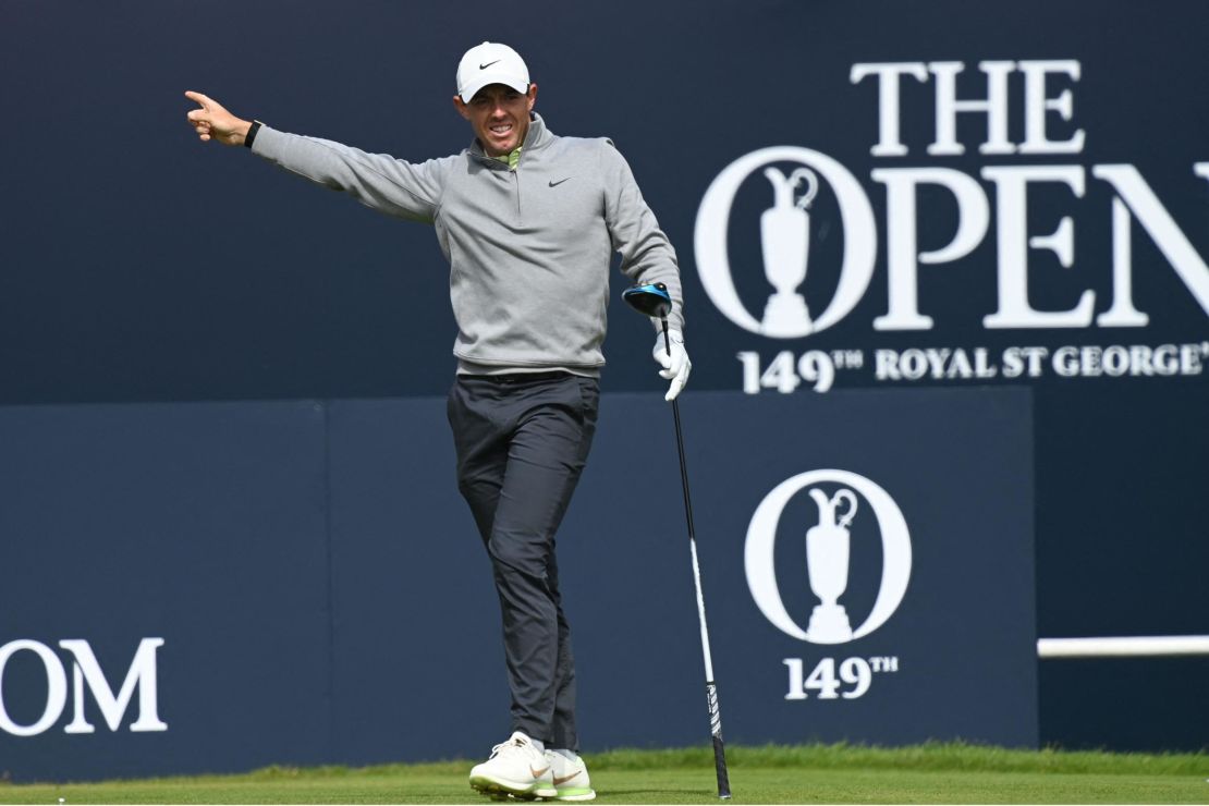 McIlroy tees off from the 1st hole during his second round of The Open.