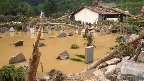 The cemetery in Altenahr was flooded on Thursday.