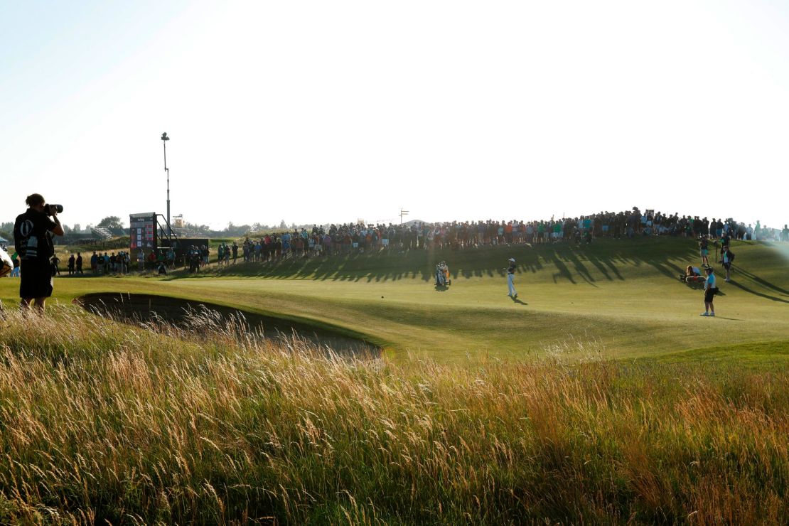 Louis Oosthuizen plays an approach shot on the 16th hole during day two of The Open at Royal St George's.