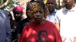 Eric Garner's mother Gwen Carr attended at a July 17 event where dozens of people were gathered on Staten Island to commemorate Garner's death. 